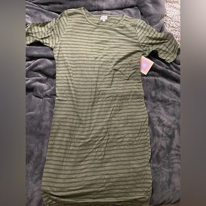 3XL LuLaRoe Striped Sage Green Women’s Julia Dress - Brand New With Tags